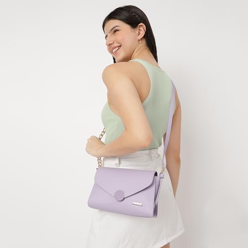 Fastrack Structured Monochrome Sling Bag for Women, Girls and Ladies | with Semi-Chain Strap