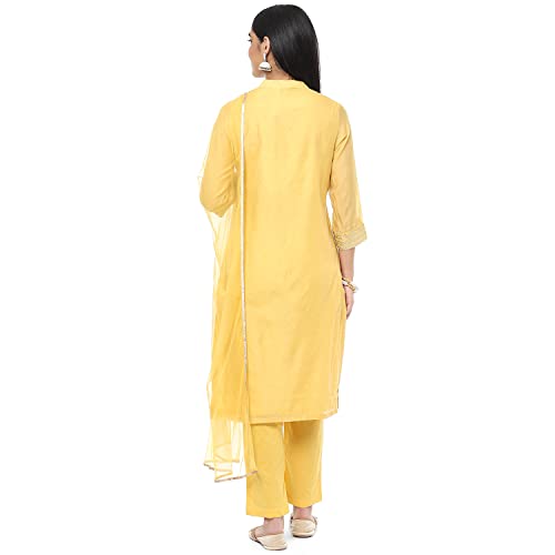 Biba Women Polyester Blend Embroidery Salwar Kurta Dupatta(Skdassorted8491_Yellow_32)