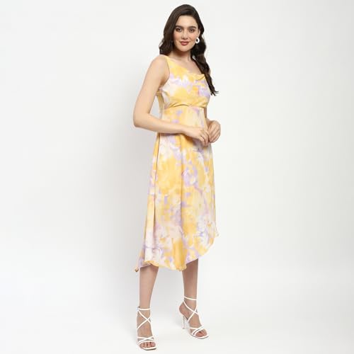Madame Mustard Fit and Flare Cotton Blend Midi Dress