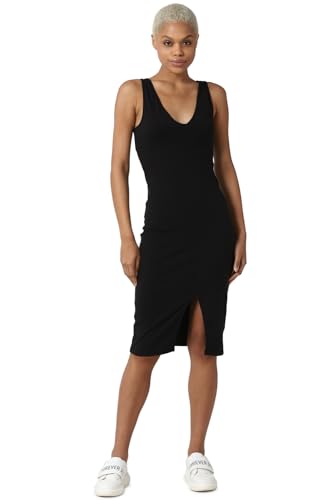 FOREVER 21 women's Cotton Classic Knee-Length Dress (596611_Black