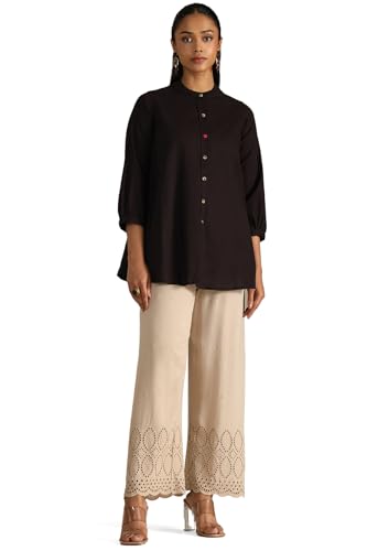 Soch Womens Beige Rayon Embroidered Palazzo With Thread Work