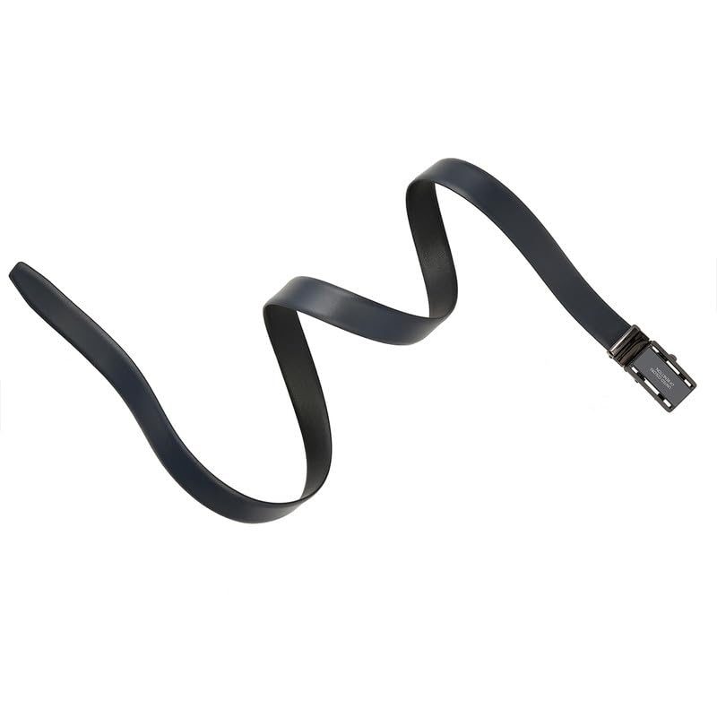 United Colors of Benetton Men's Leather Belt Stovall | Auto-Lock Formal Belt - Fine Milled Textured Navy (L - 100cm) | Ideal for Gifting