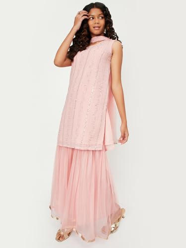 Max Girls Embroidered Sharara Set(Pink_9-10 Y)