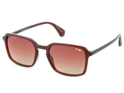 IRUS Men Square sunglasses | 100% UV protection and polarized | Small Size | Brown Polarized Tri Acetate Cellulose lens