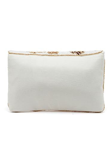 Anekaant Boho Off White & Multi Botanical Embellished Cotton Canvas Sling Bag