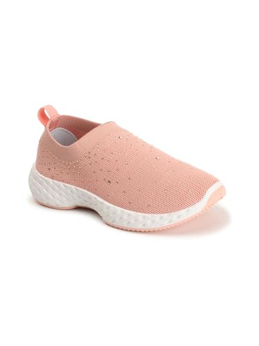 Carlton London Women Peach Comfortable Slip On Snakeer with Heels, for for Casual, Walking & Daily Use (38)