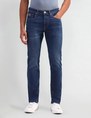 U.S. POLO ASSN. Mens Brandon Slim Tapered Tinted Wash Jeans (UDJENO1890_Blue_36)