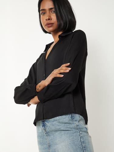 Max Women Solid Shirt (Black_L)