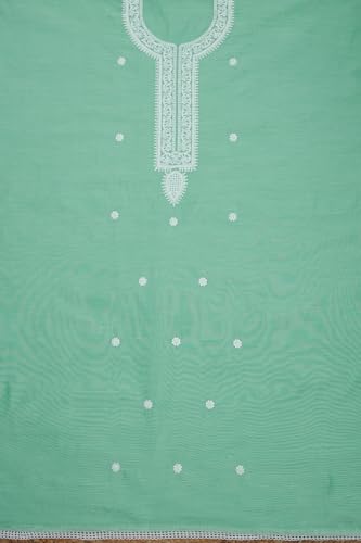 Soch Womens Turquoise Blue Chanderi Embroidered Unstitch Dress Material With Thread Work