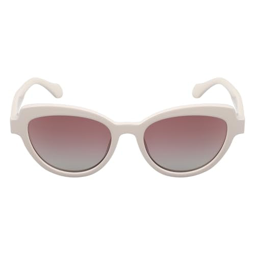 KILLER Women's Sunglass, Cat-Eye Shaped Acetate Frame Polarized Lens Sunglasses Case For Women, Girls, Gradient Lens Sunglasses, Frame Color - Beige, Lens - Brown