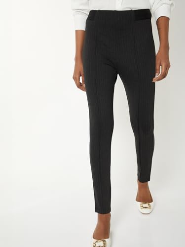 Max Women Striped Knit Treggings (Grey_S)
