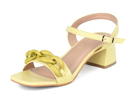 LOUIS STITCH Women’s Yellow Block Heel Sandals | Comfortable Sandal for Ladies | LSOF-FI10-BHBS | UK-6