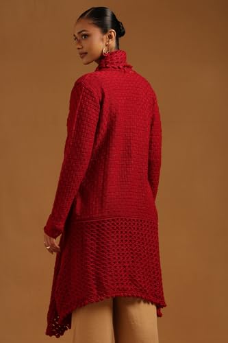 Soch Womens Maroon Acrylic Crochet Winter Shrug