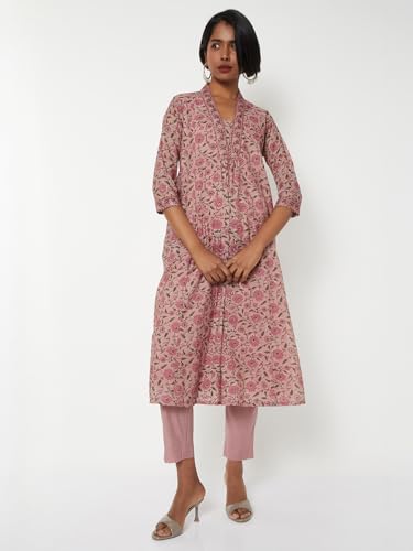 Max Women Floral Print A-line Kurta Set (Pink_L)