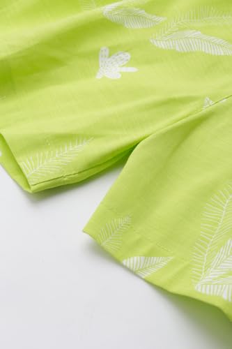 Girls Green Printed Casual Top and Shorts