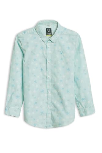 Boys Light Blue Print Casual Shirt