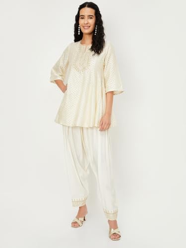 Max Women's Georgette Kurta Set (EXST44045_Off White_XL