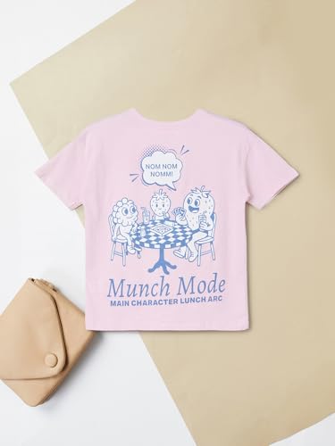Max Girls Back Graphic Print T-Shirt (Pink_8-9 Y)