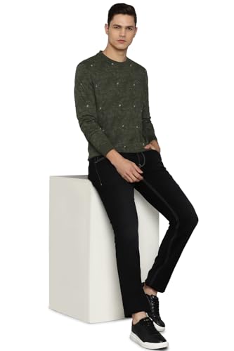 Louis Philippe Men Casual Green Print Sweatshirt