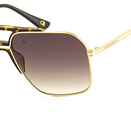 UNITED COLORS OF BENETTON Brown lens with gradiant square sunglass golden brown textured frame