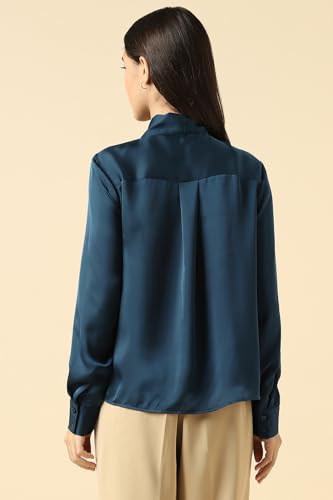Women Navy Solid Long Sleeves Shirt