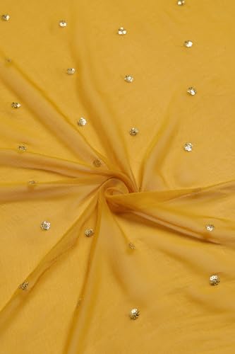 Soch Womens Mustard Vichitra Floral Gown with Cutwork