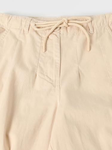 Max Girls Solid Parachute Cargos (Beige_12-14 Y)