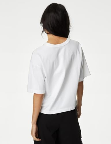 Marks & Spencer Pure Cotton Embroidered T-Shirt White Mix