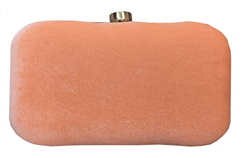 DUCHESS Peach Velvet Hand embroidered Clutch for Weddings