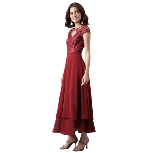 Latin Quarters Women Maroon Sequinned Dress