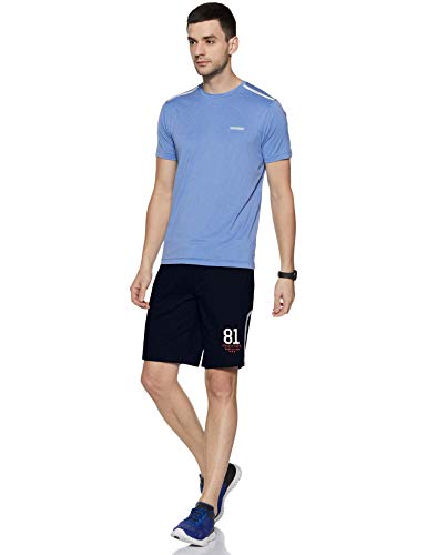 Van Heusen Athleisure Men Knit Shorts - Cotton Rich - Smart Tech, Easy Stain Release, Anti Stat, Ultra Soft, Moisture Wicking Blue Melange