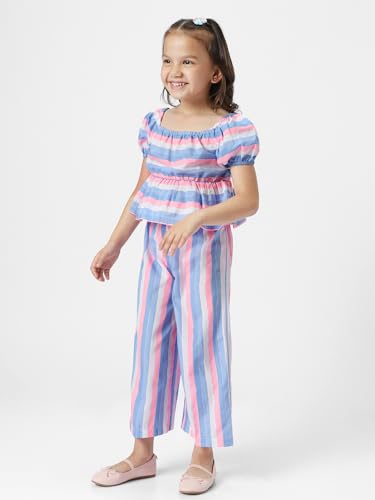 Nauti nati Girls' Striped Cotton Top and Bottom Combo