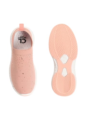 Carlton London Women Peach Comfortable Slip On Snakeer with Heels, for for Casual, Walking & Daily Use (38)