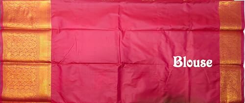 VFCollections Women's Traditional Handloom Kanchipuram Silk Pure Pattu Sarees | Rich Zari Woven Design | Unstitched Blouse (VFC519-2)