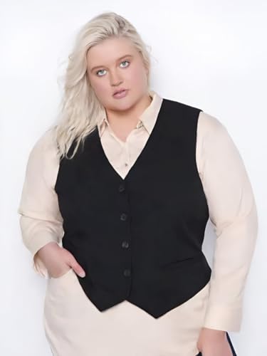 TIPTOP TRENDS Women's Black Waistcoat-Slim Fit Western Waistcoat for Women & Girls | Black | 3XL