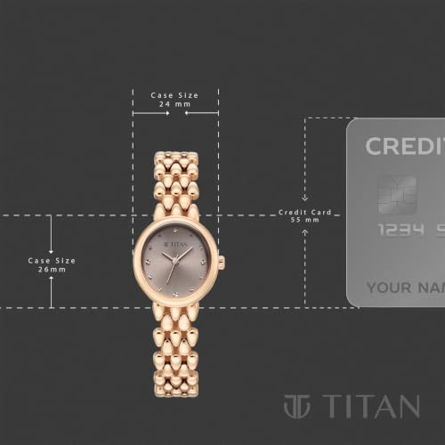 Titan Serein Quartz Analog 3Hands Display Light Rose Gold Dial Rose Gold Metal Strap Watch for Women - 95386WM01