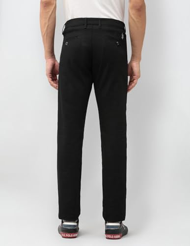 U.S.Polo Association Men's Textured Denver Slim Fit Trousers (USTRO012D_Black_30)