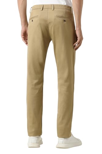 Men Khaki Solid Trousers