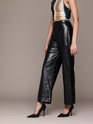 Label RITU KUMAR Black Emma Faux Leather Pant