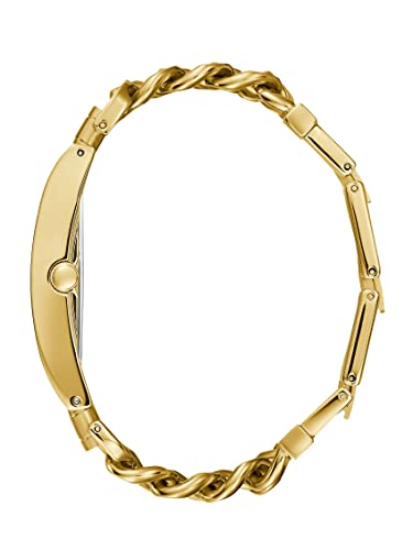 Guess Heavy Metal Rectangle 39mm Gold Dial Analog Women Watch - U1275L2