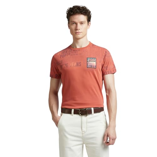 Pepe Jeans Men's Slim Fit T-Shirt (PM509822 Teracotta Brown