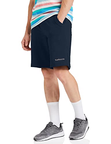 Van Heusen Athleisure Men Knit Shorts - Cotton Rich - Smart Tech, Easy Stain Release, Anti Stat, Ultra Soft, Moisture Wicking_50001_Navy_S