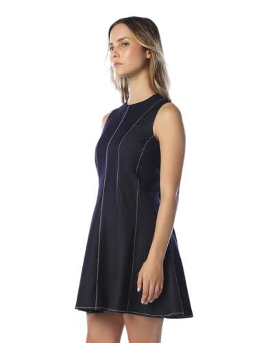 ONLY Women's Solid Fit and Flare Blue Dress