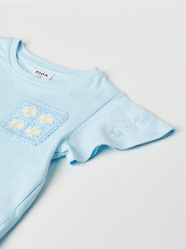 Max Girls Crochet Knit Top (Blue_3-4 Y)