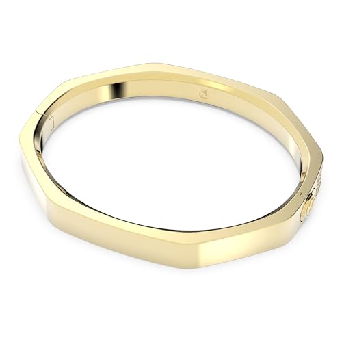 Swarovski Dextera bangle, Octagon shape, White, Gold-tone plated
