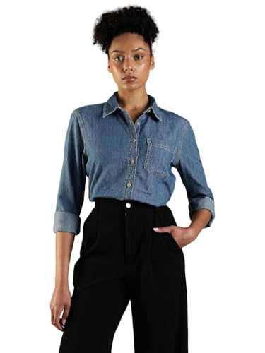 Solid Regular Fit Cotton Shirt Blue