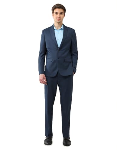 Arrow Men's Polyester Business Suit Pants Set (ARAJSU5566_Navy Blue