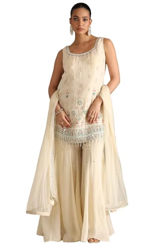 Soch Women's Viscose Salwar Suit Set (OWS5CD21905_Cream