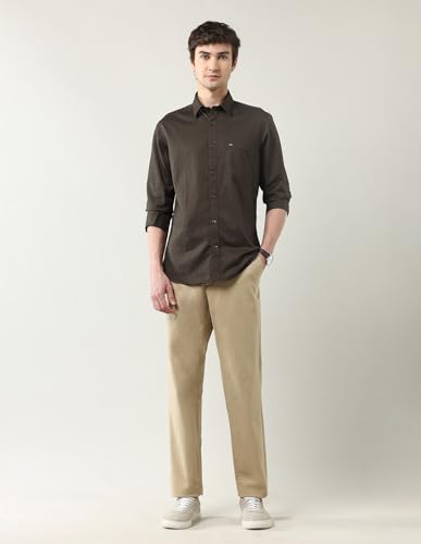 Arrow Sports Men's Geometric Regular Fit Shirt (ASAJSH1748_Dark Brown