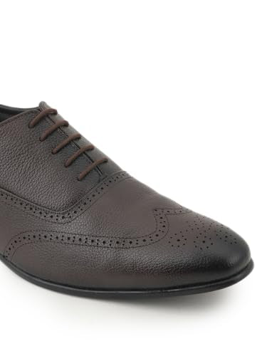 RAI SAHAB Formal Shoe for Men | Lace-Up Oxfords for Business & Casual Wear | Stylish Design with Comfortable Fit for All-Day Support(6405BRN-12UK) Brown